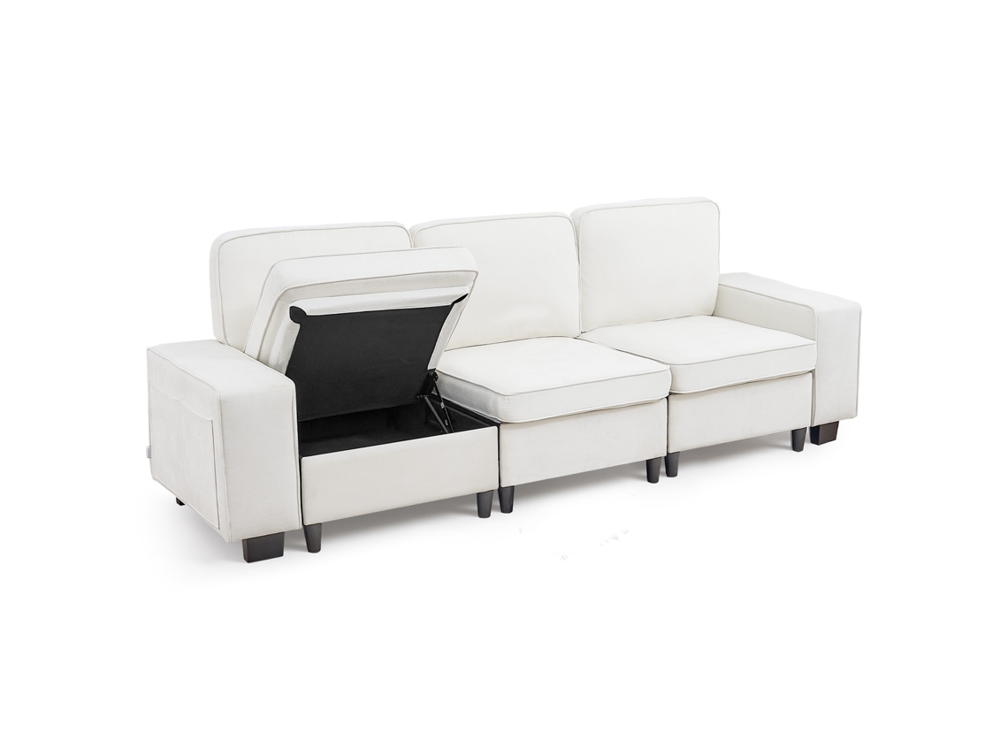 Sofá modular Vevor de 3 plazas con espacio de almacenamiento inferior, blanco