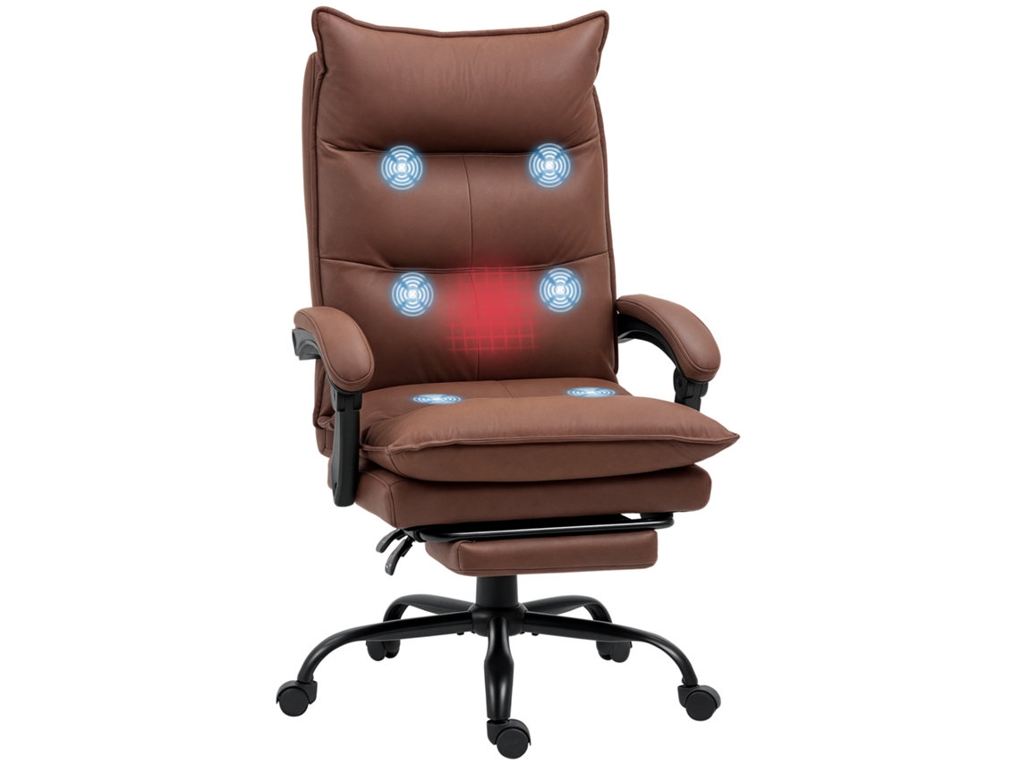 Sillón de masaje con calefacción, altura regulable, reclinable, 66x74x121,5 cm, marrón, VISTA SHOP