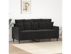 Sofá De 2 Plazas | Sofá De Salón | Sofá De Descanso Terciopelo Negro 140 Cm Wsd652146