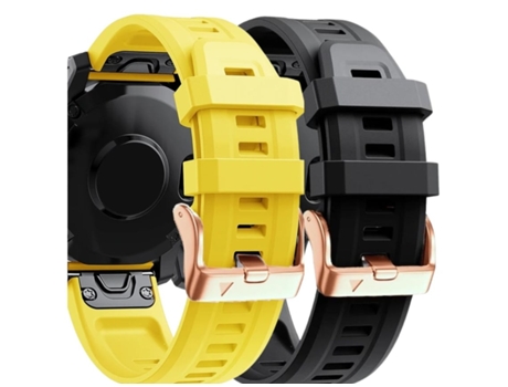 Correa Silicona Cierre Metálico para Garmin Fenix 6S Amarillo y Negro Pack 2X VEANXIN