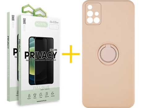 Carcasa + 2 Protectores de Pantalla para Samsung Galaxy A71 ACCETEL Rosa Pastel