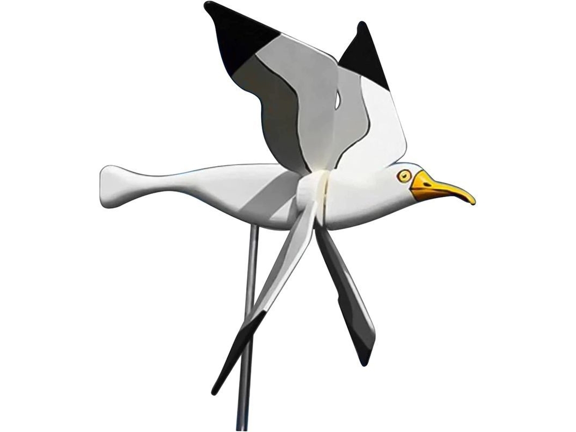 Molino De Viento De Resina Para Jardín, Veleta Animal Gaviota Blanca Con Alas Giratorias, Decoración 3d Para Cesped