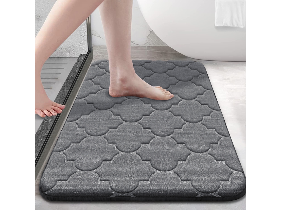 (gris Oscuro) Alfombra De Baño De Espuma Viscoelástica Extra Suave Y Antideslizante, Absorbente Y Lavable A Máquina