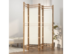 Biombo Divisor | Biombo Separador | Separador De Ambientes Plegable De 4 Paneles Bambú Y Lona 160 Cm
