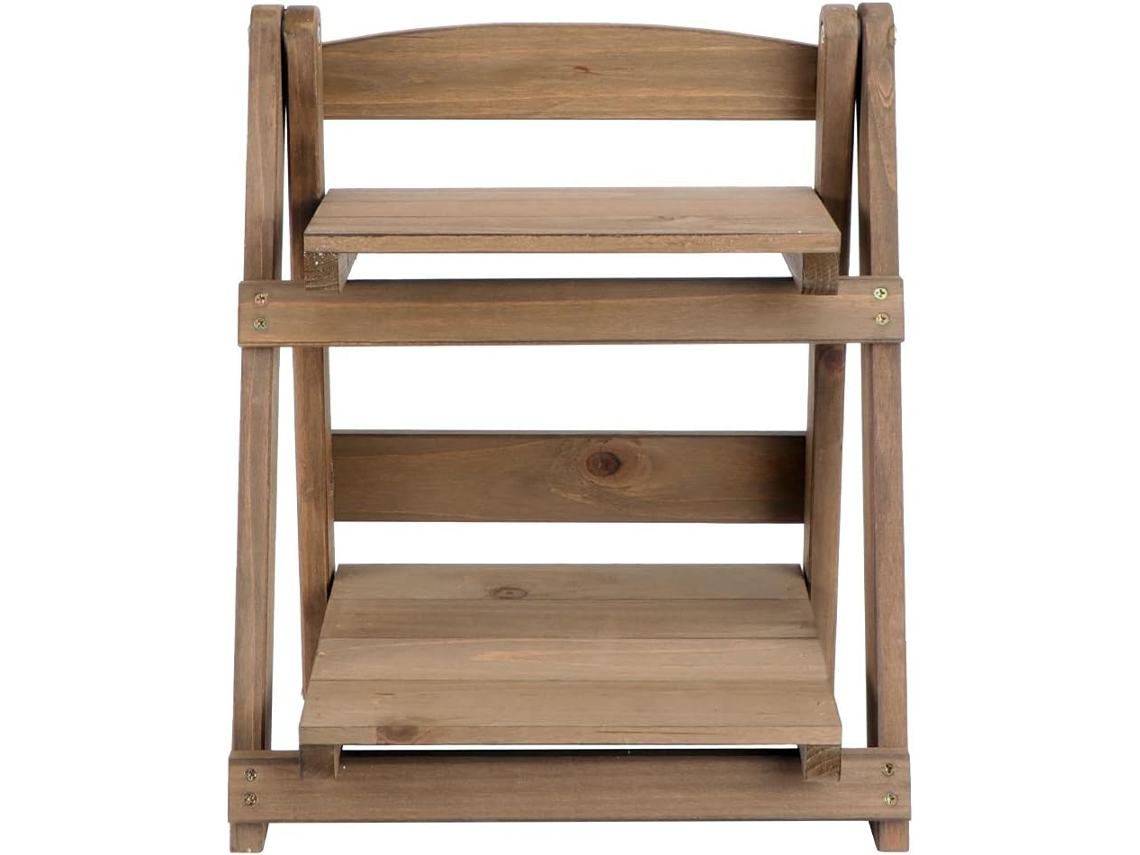 Estantería Plegable De Madera Estilo Retro Para Cafetería, Soporte Para Plantas De Dos Niveles.