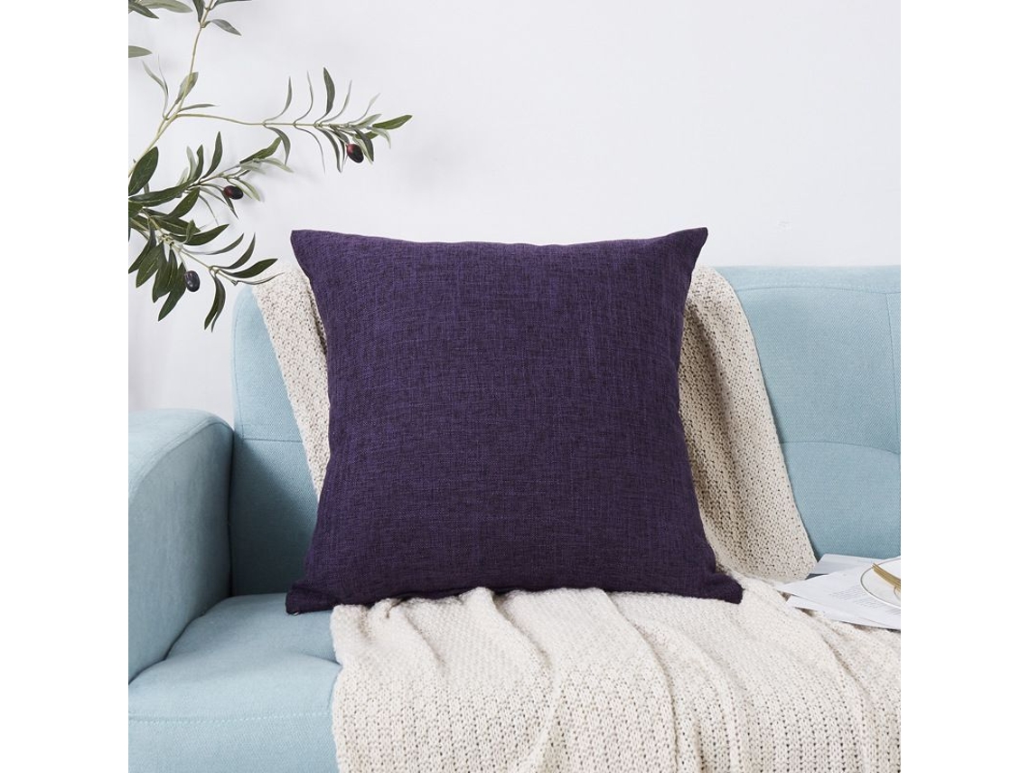 Rebe-fundas De Almohadas Decorativas De Lino 2 Unidades 45x45 Cm Morado Oscuro Para Sofá Sala Cuarto
