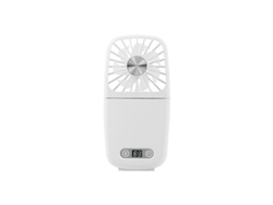 (blanco) Abanico De Cuello Recargable - Puerto Usb - Silencioso - Con Espejo Cosmético - Velocidad Del Viento Ajustable -17x8.5cm