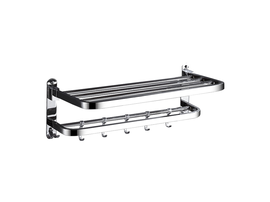 Toallero adhesivo plegable doble de acero inoxidable 304 para pared con ganchos para baño.