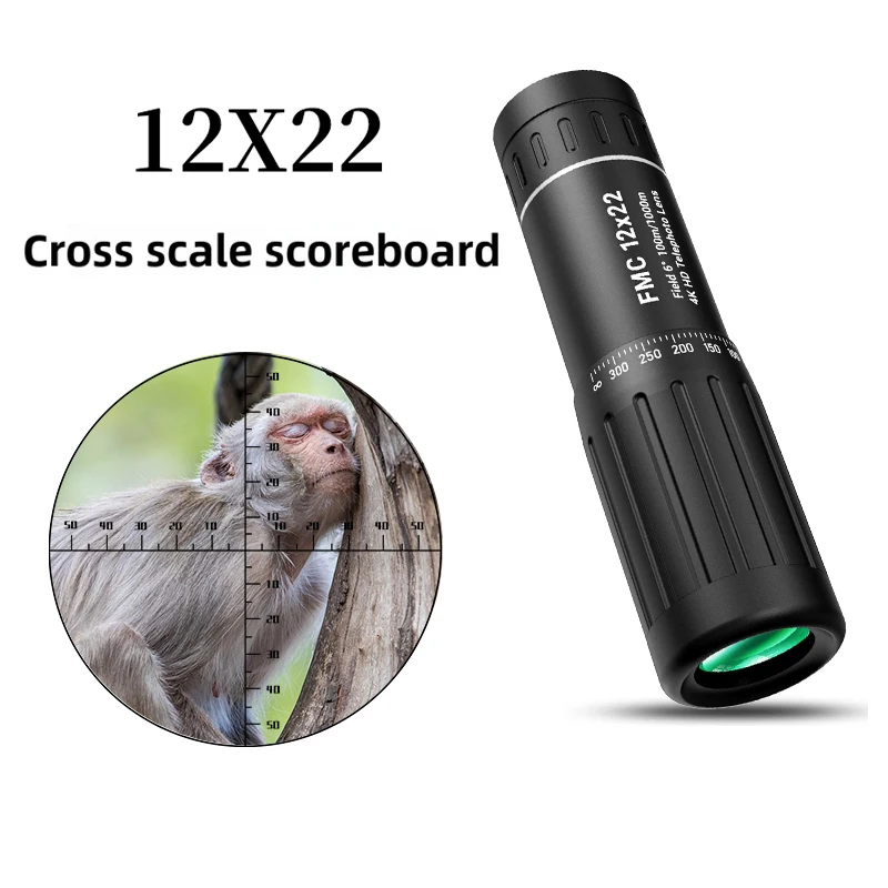 Minimonocular portátil HD 12x22 con soporte para teléfono móvil, ideal para acampar, cazar y observar aves.