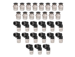 Kit De 30 Accesorios Neumáticos: Codos Y Rectos, Conectores Push-in, 1/4in Od Tubo, 1/8in Rosca Npt