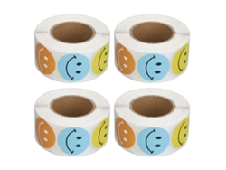 4 rollos de pegatinas de caritas sonrientes para recompensas y calcomanías para mejorar el estado de ánimo.