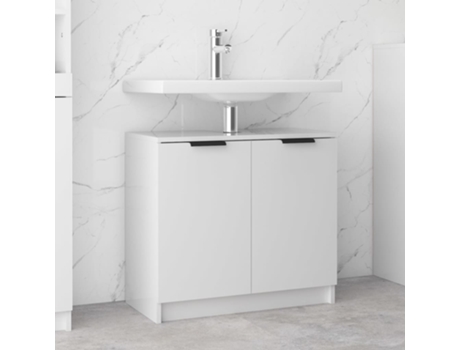 MAISON EXCLUSIVE - Armario de baño contrachapado blanco con brillo 64,5x33,5x59 cm