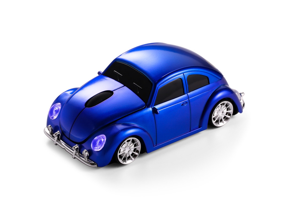 YIZHOOD M-0308 Ratón Inalámbrico 2.4Ghz Escarabajo Forma De Coche Computadora Óptica USB 1600 DPI Gaming Mini Para Computadora Portátil PC Office Gamer Azul