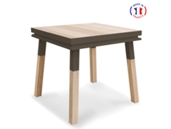 Mesa de Comedor Cuadrada MON PETIT MEUBLE FRANÇAIS con 1 Cajón (Gris Moscada - Madera - 80 x 75 x 80 cm)