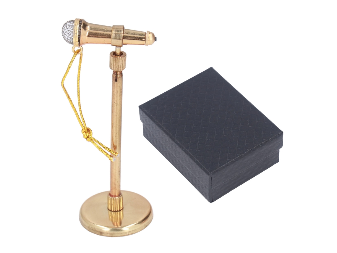 -modelo Réplica De Micrófono Miniatura Ajustable Decoración Instrumento Musical Para Casa De Muñecas 1:12