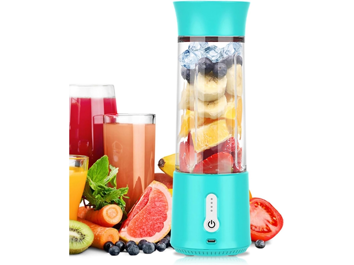 Licuadora Portátil Para Batidos, Vaso Exprimidor Usb De 500Ml Con 6 Cuchillas, 18000Rpm, Mezcla Eficiente Para Acampar, Viajar CHRUI Azul