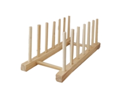 Escurreplatos vertical de madera, 6 estantes para tazas y tabla de cortar RNEMITERY