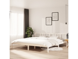 Estructura De Cama Sin Colchón Madera Maciza Blanco 200x200 Cm