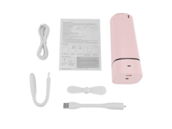 Humidificador ultrasónico multifuncional recargable por USB con luz nocturna, difusor y miniventilador, color rosa
