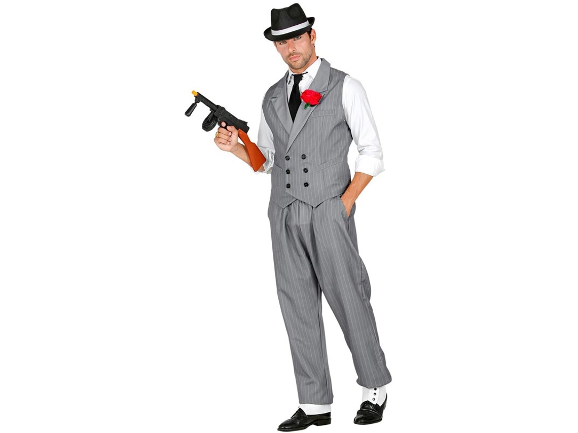 Disfraz de Gángster gris con corbata para hombre