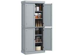 Aparador De Cocina De Estilo Moderno Con Armarios, Estantes Ajustables, 76 X 40,5 X 184 Cm, Gris.