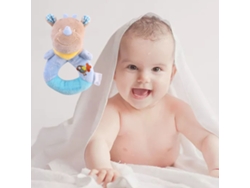Sonajero De Peluche Suave Para Bebé, Con Forma De Animal De Dibujos Animados Y Sonido Suave, Diseño De Rinoceronte Azul.