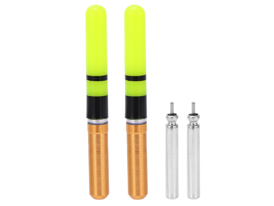 2026rebe-2pcs Flotadores De Pesca Con Luz Y Batería, Bobina Iluminada Para Actividades Nocturnas Oro