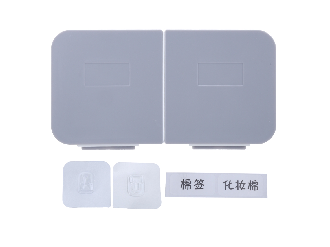 Caja De Maquillaje Colgante Con Tapa Abatible Organizador Lavable Para Algodones Y Discos De Algodón Baño Blanco Gris