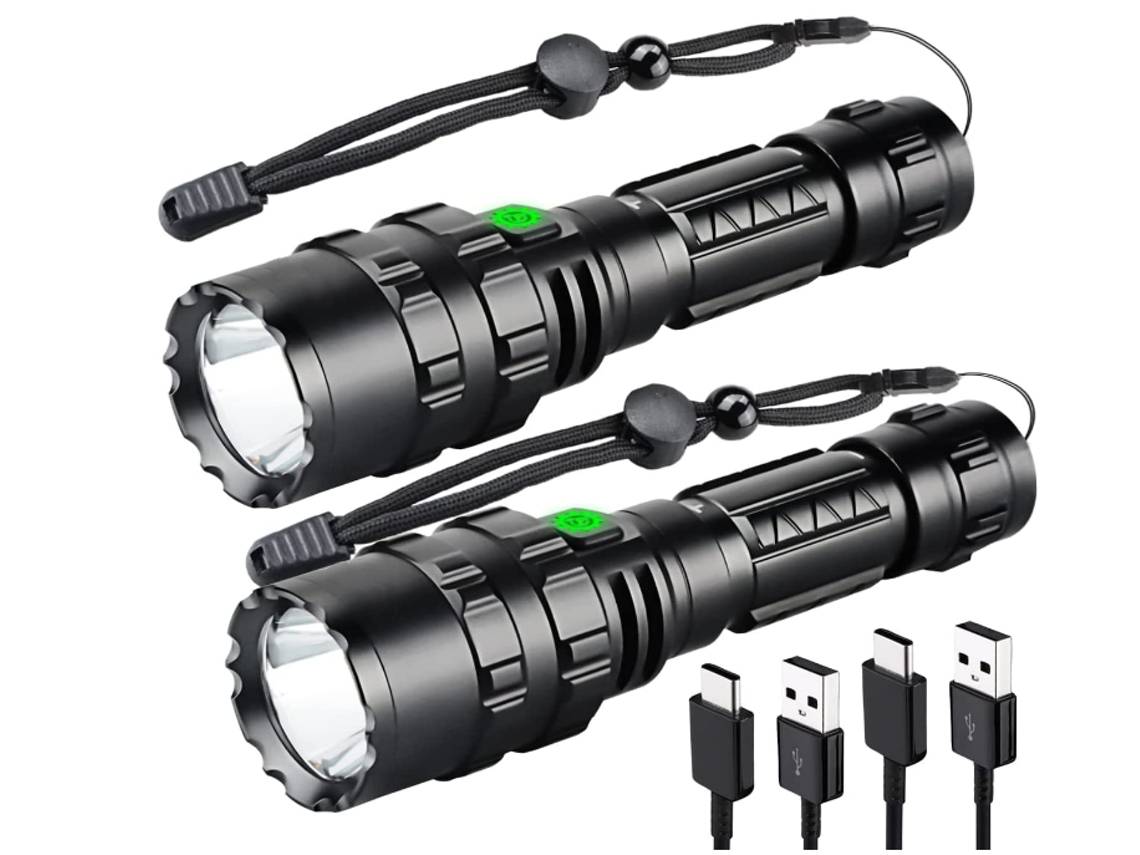 Linterna de mano súper brillante de 6000 lúmenes, Chronos Lantern-0049 IPX5 impermeable 5 modos de luz de antorcha pequeña (negro) YIZHOOD