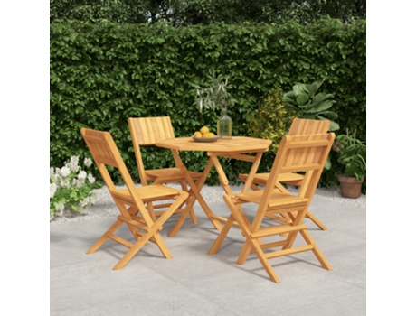 Conjunto 5 de comedor para jardín VIDAXL madera maciza de teca