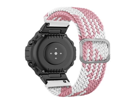 Correa de nailon flexible con hebilla ajustable para Huami Amazfit T-Rex/T-Rex Pro/Ares - rosa/blanco
