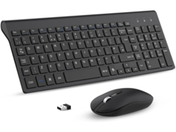 Combo De Teclado Y Ratón Inalámbricos Ergonómicos Ultradelgados Y Silenciosos De 2,4 Ghz Para Pc Y Portátiles Con Windows, Color Negro.