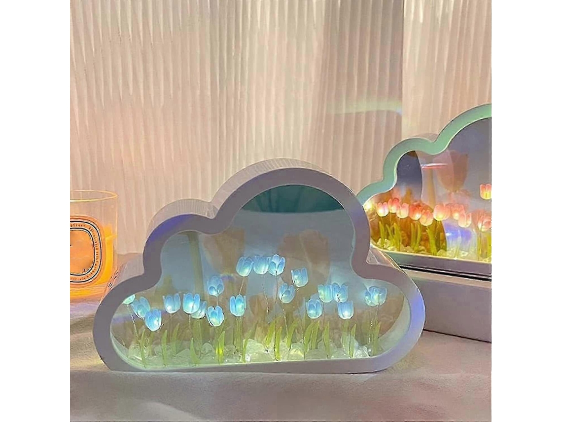 Lámpara de noche de tulipán DIY, lámpara de noche de espejo de tulipán Rosewell Cloud