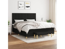 Cama Box Spring Con Colchón Tela Negro 180x200 Cm
