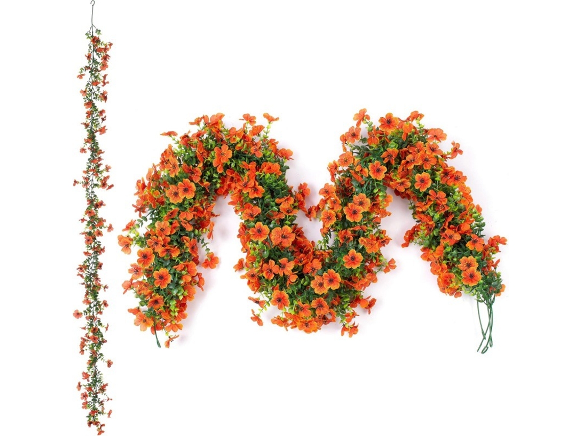 1 Ramita De Violeta Y Eucalipto Artificial - Naranja