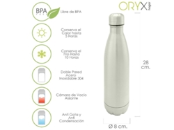 Botella Termica. Capacidad de 500 ML. Libre BPA.  Acero Inoxidable. Antigoteo ORYX