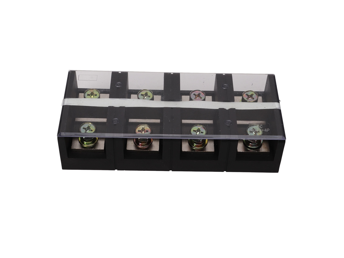 Barrera Terminal Strip 400a 600v De Alto Corriente Doble Fila Con Bloqueo Y Cubierta Para Industrias Puentes 4 Dígitos (4004)