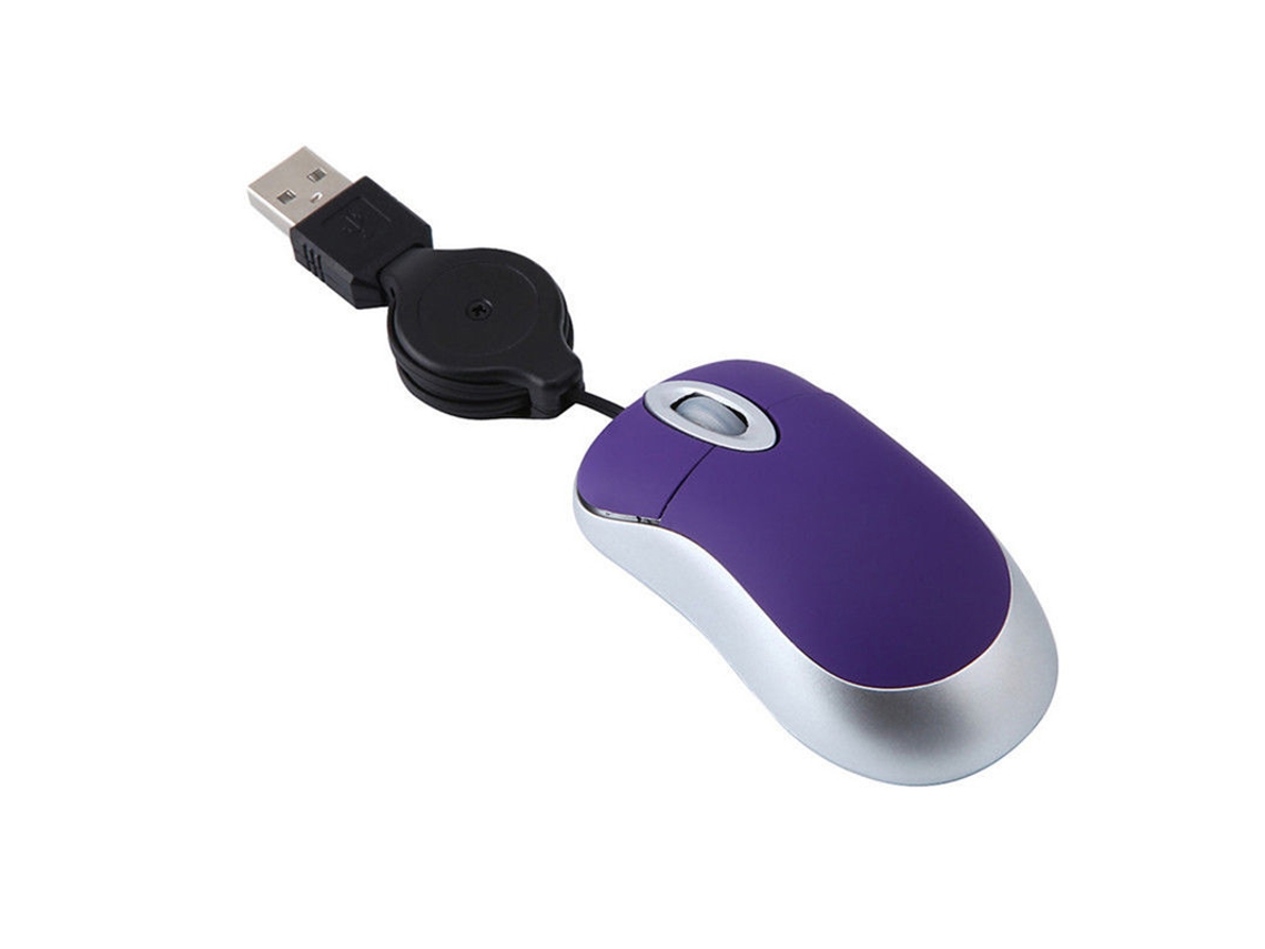 Cable USB retráctil para ratón Yizhood con Bluetooth RGB, minicable USB retráctil con cable para oficina, ordenador portátil, PC, juegos, morado