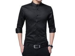 2026-camisa Hombre De Manga Larga Con Cuello Alto Mystdiy De Algodón Ajustable Y Reversible Con Corte Exquisito