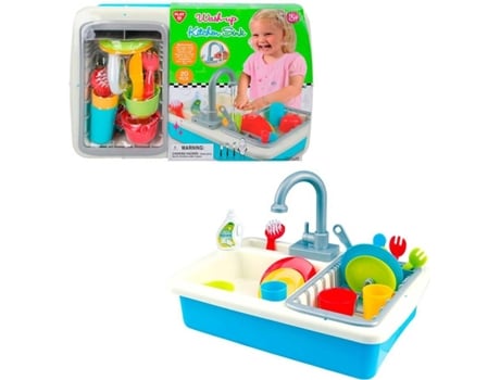 Cocina de Juguete PLAYGO Fregadero con Agua y Utensilios de Cocina 20 piezas