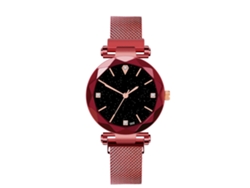 Reloj De Pulsera Para Hombre De Moda Simple Con Correa De Malla Cuarzo (rojo)