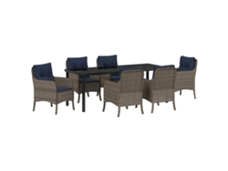 Maison Exclusive - Conjunto De Comedor De Jardín 7 Pcs Gris Ratán Sintético