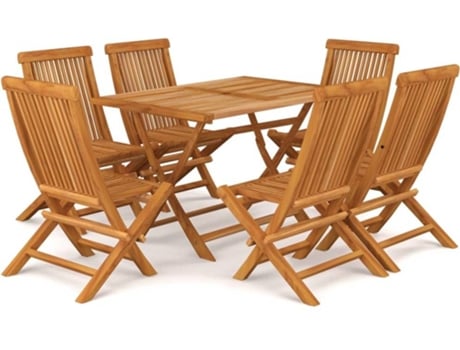 Conjunto 7 Conjunto de comedor de jardín VIDAXL madera maciza de teca