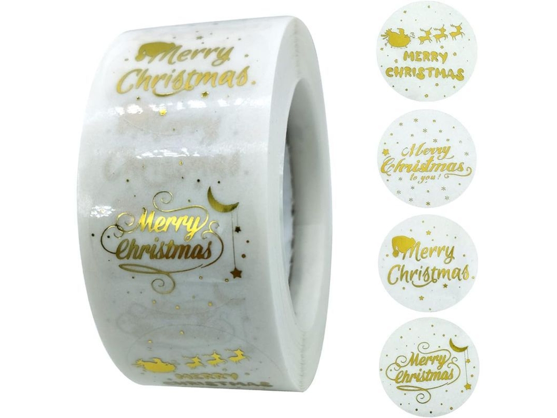 2026altiro-500 Pegatinas Navideñas En 1 Rollo Para Decorar Regalos, Tarjetas Y Sobres (4 Diseños De 2,5 Cm).