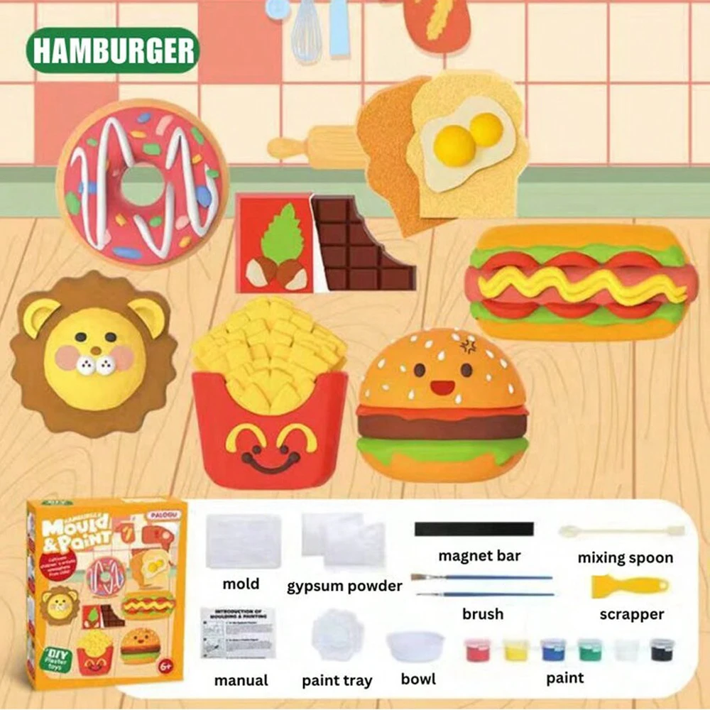 Kit de manualidades y arte para niños MDUG - Kit de herramientas para pintar (hamburguesa)