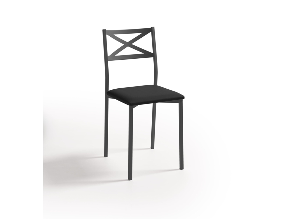 Cadeira de Cozinha Preta Bilbao 38x86x47cm Couro Preto FANMUEBLES