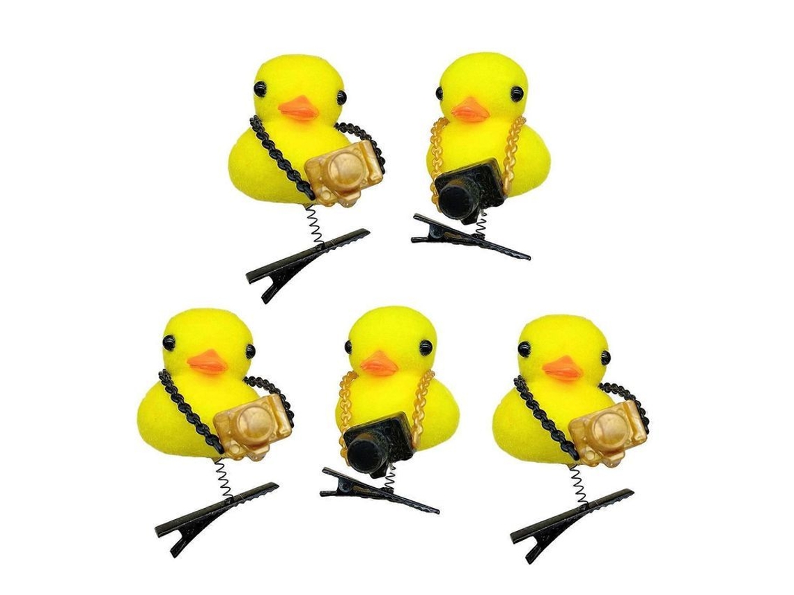 5 Pinzas Para El Cabello Con Un Lindo Patito Amarillo De Peluche, Accesorio Para El Cabello Para Niñas - Primavera Encantadora