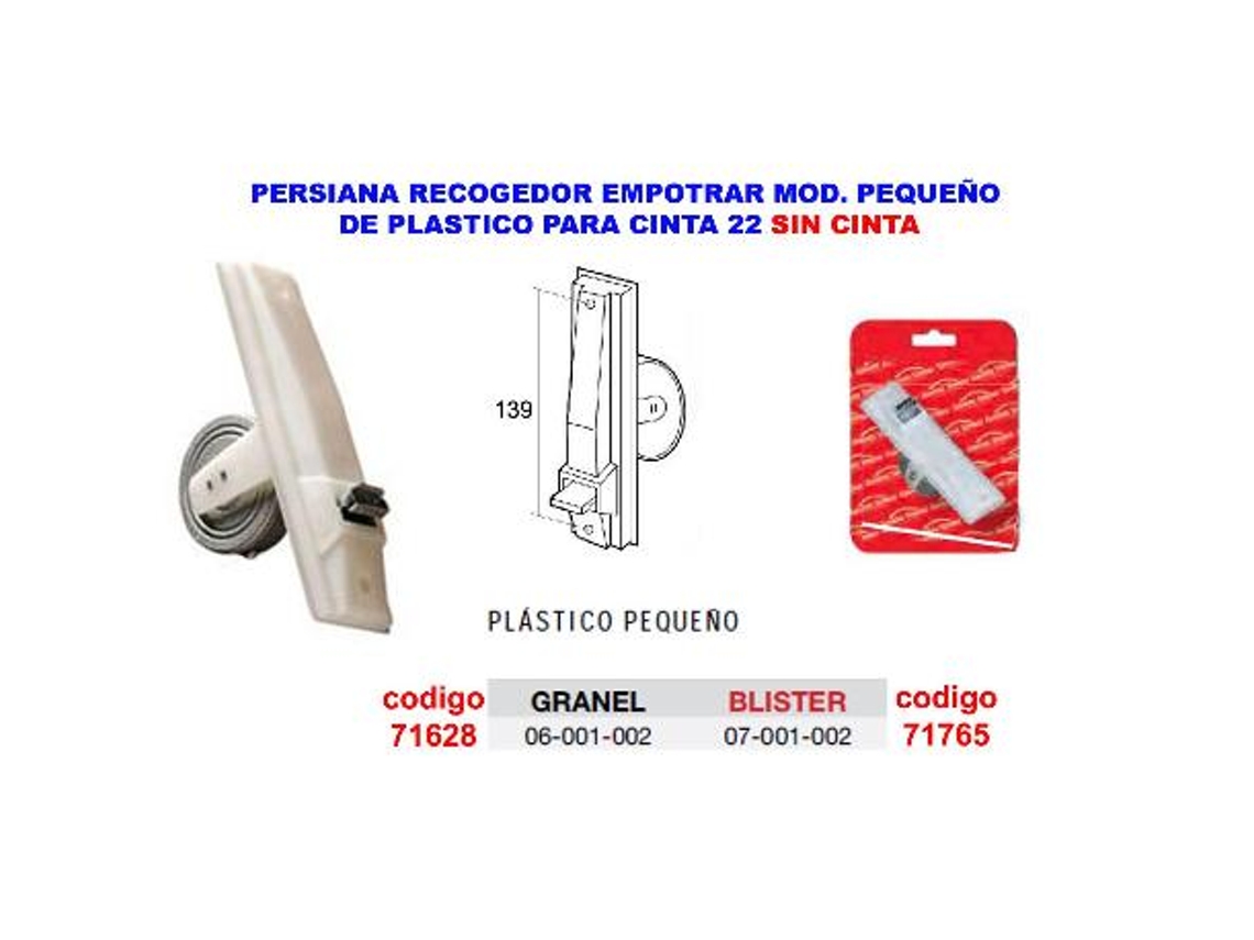 Persiana bl-reco.embutir plast.pequeño blanco cinta 22 07001002