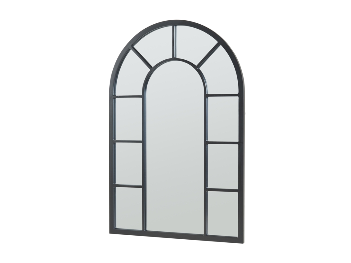 Espejo de pared Enonkoski ventana arqueada MDF 90x60cm - Negro [EN.CASA]