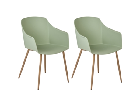 Conjunto de 2 sillas de comedor verde claro/madera clara BELIANI Fonda ii